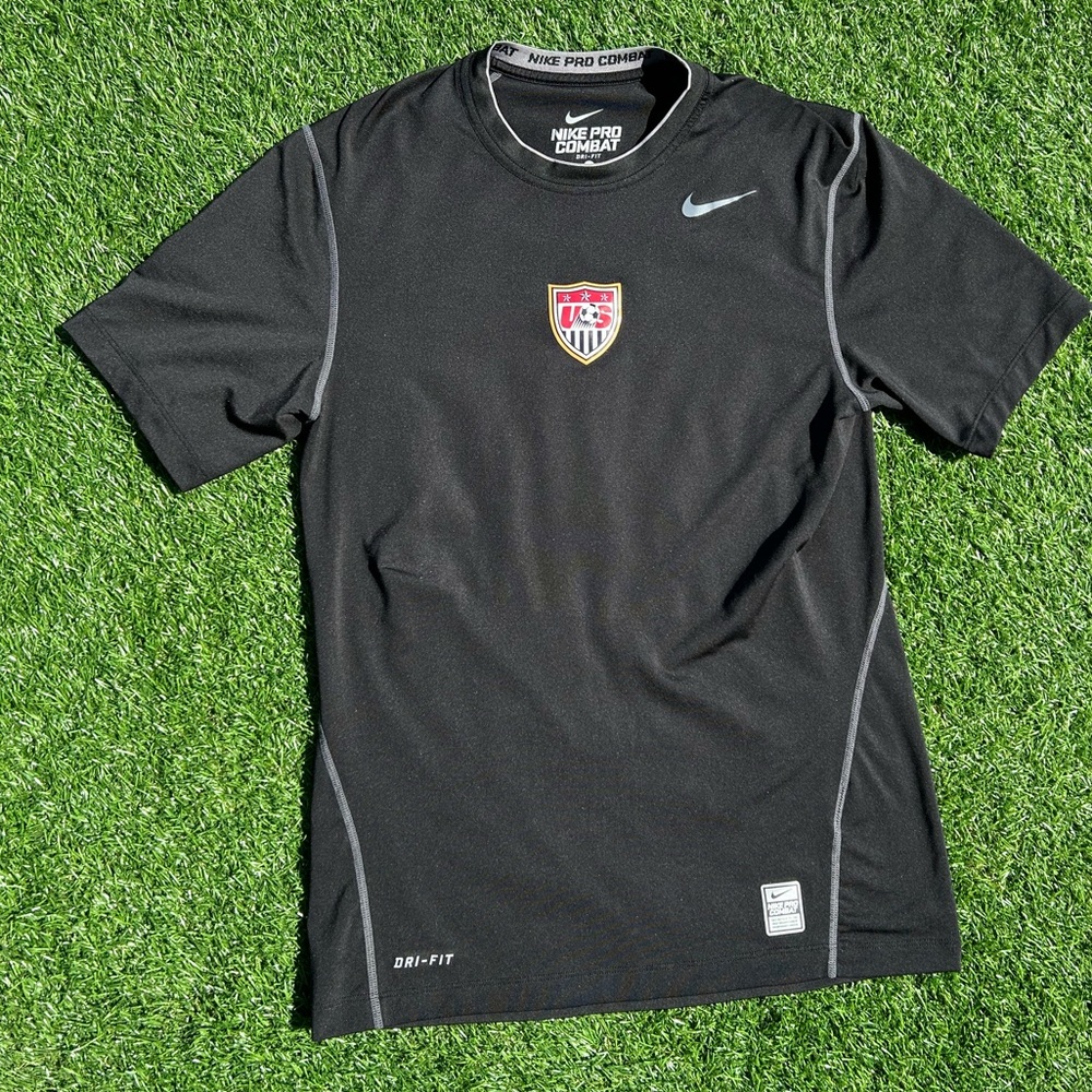 Nike Pro Combat US Soccer Fitted Longsleeve Fitted Active Gym Train Black Men S